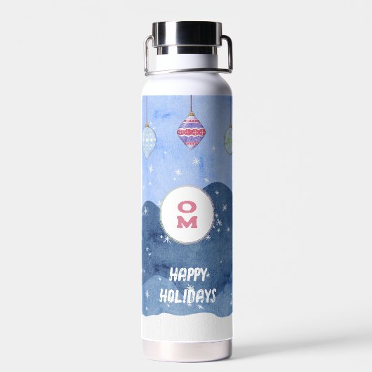 水彩冬ワンダーランドモノグラムオーナメント ウォーターボトル (背面)