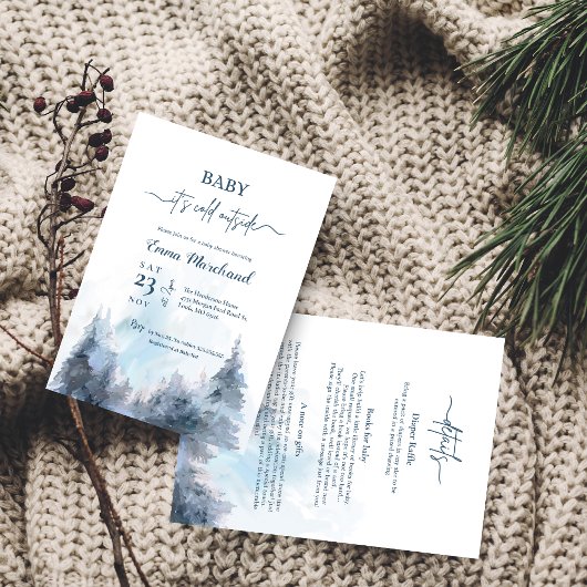 水彩冬ワンダーランド赤ちゃんシャワー 招待状