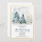水彩冬引っ越し祝いパーティー招待状 (正面/裏面)