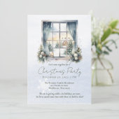 水彩冬景色 森 松 クリスマスツリー 招待状 (スタンド正面)