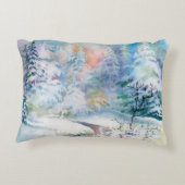 水彩冬景観イラストレーション アクセントクッション (裏面)