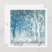 水彩冬景 幸せなホリデーカード シーズンカード (正面/裏面)