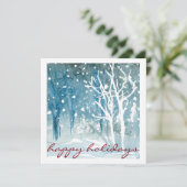 水彩冬景 幸せなホリデーカード シーズンカード (スタンド正面)