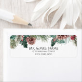 水彩冬松と柊 ラベル (インサイチュ)