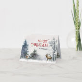 水彩冬林の鹿 シーズンカード (正面)