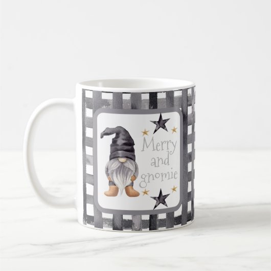 水彩冬格言オンバッファローチェッククリスマス コーヒーマグカップ (左)