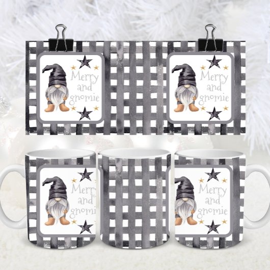 水彩冬格言オンバッファローチェッククリスマス コーヒーマグカップ