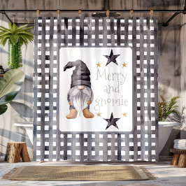 水彩冬格言オンバッファローチェッククリスマス シャワーカーテン