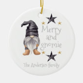 水彩冬格言オンバッファローチェッククリスマス セラミックオーナメント (正面)
