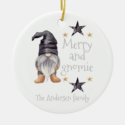 水彩冬格言オンバッファローチェッククリスマス セラミックオーナメント (正面)