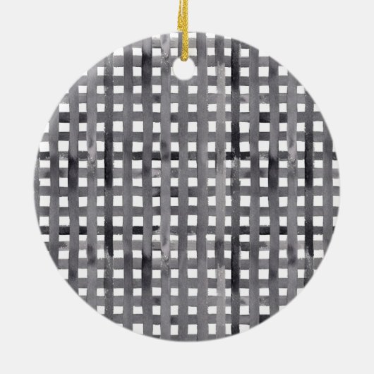 水彩冬格言オンバッファローチェッククリスマス セラミックオーナメント (裏面)