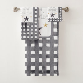 水彩冬格言オンバッファローチェッククリスマス バスタオルセット