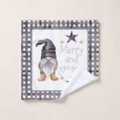 水彩冬格言オンバッファローチェッククリスマス バスタオルセット (ウォッシュタオル)