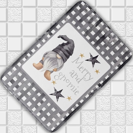 水彩冬格言オンバッファローチェッククリスマス バスマット