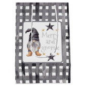 水彩冬格言オンバッファローチェッククリスマス ミディアムペーパーバッグ (裏面)