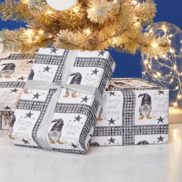 水彩冬格言オンバッファローチェッククリスマス ラッピングペーパー