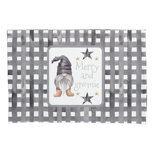 水彩冬格言オンバッファローチェッククリスマス 枕カバー (正面)