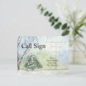 水彩冬用アンテナハム無線QSLカード ポストカード (スタンド正面)