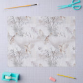 水彩冬白フクロウ雪キツネ図 薄葉紙 (クラフト)