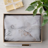 水彩冬白フクロウ雪キツネ図 薄葉紙 (ギフト)