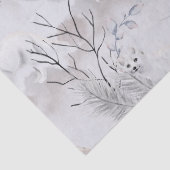 水彩冬白フクロウ雪キツネ図 薄葉紙 (詳細)