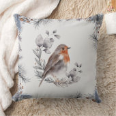 水彩冬絵を描鳥のパーチパインバウ クッション (ブランケット)