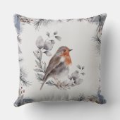 水彩冬絵を描鳥のパーチパインバウ クッション (裏面)
