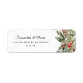 水彩冬緑松と松の木 ラベル (正面)