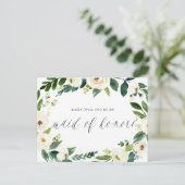 水彩冬花輪っか 婚礼の介添人 案内ポストカード (スタンド正面)