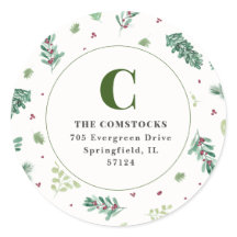 水彩冬葉クリスマス差出人住所