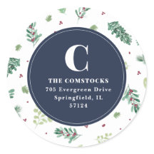 水彩冬葉クリスマス差出人住所