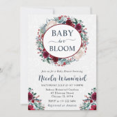 水彩冬赤と白リースベビーシャワー 招待状 (正面)