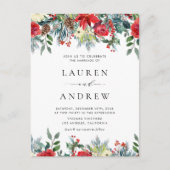 水彩冬開花ガーランドフローラ結婚ズ インビテーションポストカード (正面)