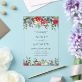 水彩冬開花ガーランド結婚ズ アクリル招待状 (インサイチュ (ウェディング))