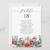 水彩冬開花フローラ結婚のテーブルプラン 招待状 (正面)