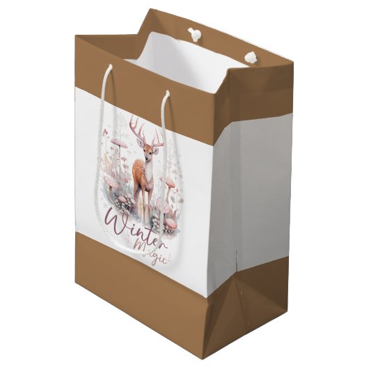 水彩冬魔法鹿 ミディアムペーパーバッグ (正面アングル)