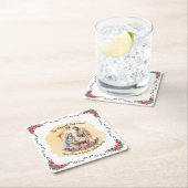 水彩出生とバラのカスタマイズ可能なナプキン スクエアペーパーコースター (インサイチュ)