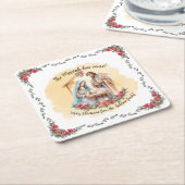 水彩出生とバラのカスタマイズ可能なナプキン スクエアペーパーコースター (アングル)