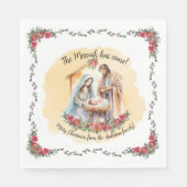 水彩出生とバラのカスタマイズ可能なナプキン スタンダードランチョンナプキン (正面)