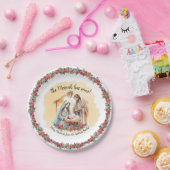 水彩出生とバラのカスタマイズ ペーパープレート (パーティー)