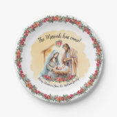 水彩出生とバラのカスタマイズ ペーパープレート (正面)