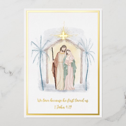 水彩出生カスタムクリスマス 箔シーズンカード (正面)