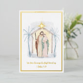 水彩出生カスタムクリスマス 箔シーズンカード (立ち正面)