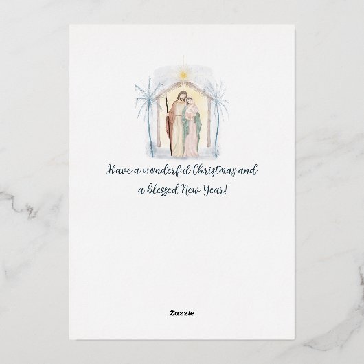 水彩出生カスタムクリスマス 箔シーズンカード (裏面)