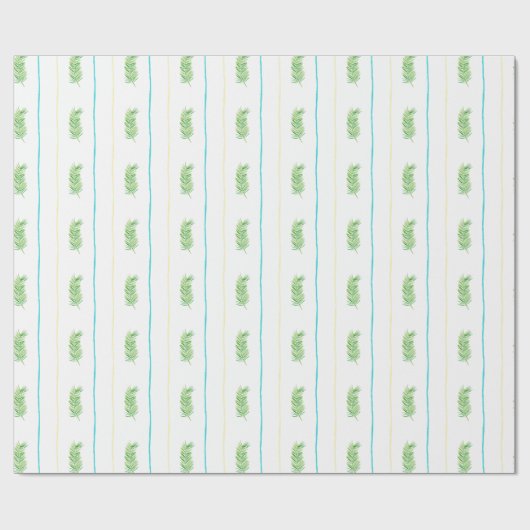 水彩出生クリスマスガーランドグリーン ラッピングペーパー (フラット)