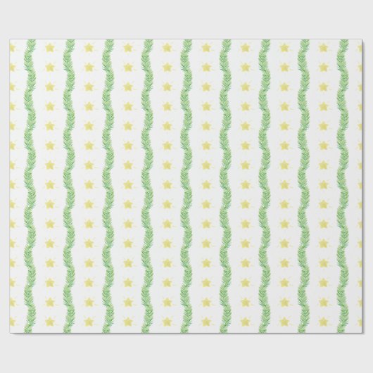 水彩出生クリスマススターズ&ガーランド ラッピングペーパー (フラット)