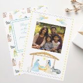 水彩出生クリスマスフォトカード シーズンカード