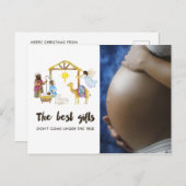 水彩出生クリスマス期待ベビー 案内ポストカード (正面/裏面)