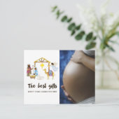 水彩出生クリスマス期待ベビー 案内ポストカード (スタンド正面)