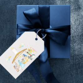 水彩出生クリスマス ギフトタグ